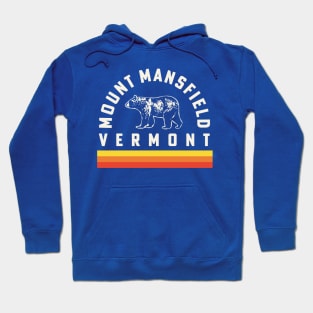 Mount Mansfield Vermont Souvenir Bear Retro Vintage Stripes Hoodie